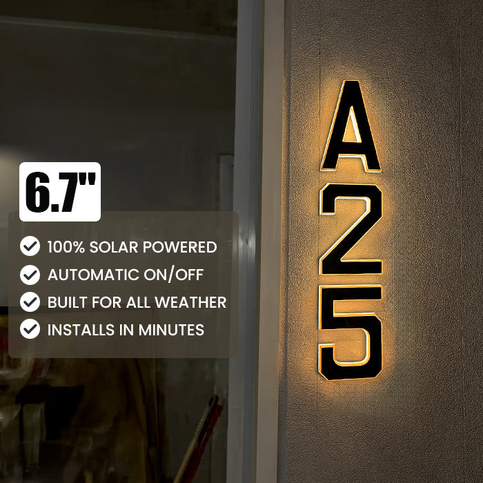 Solar LED House Number Sign