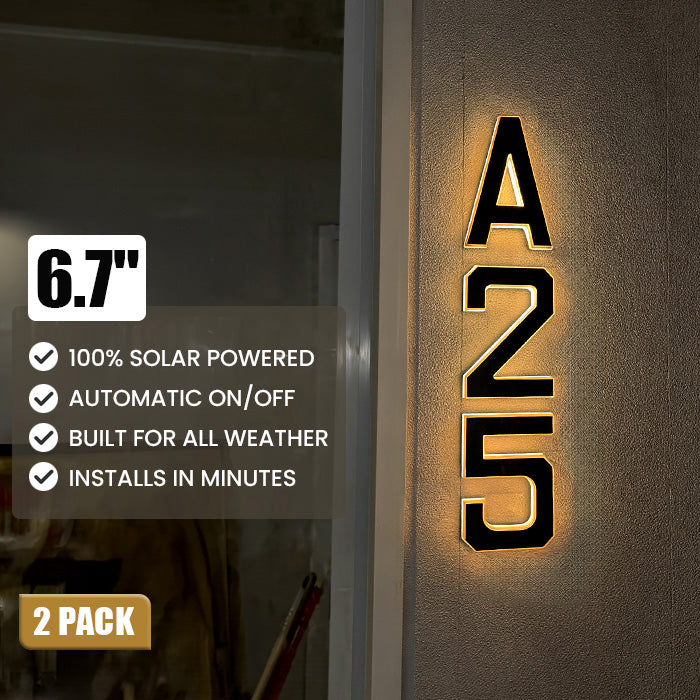 Solar LED House Number Sign (2 Pack)
